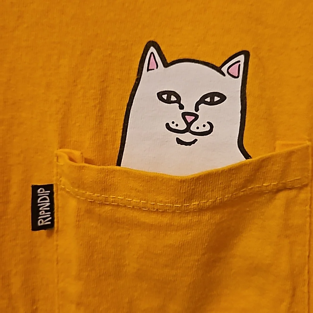 RIPNDIP Yellow Gold Peeking Lord Nermal Long Sleeve Graphic Top Sz Medium - Picture 8 of 10